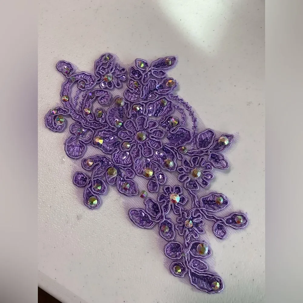 Custom solo dance costume lavender purple illusion leotard maxi dress stoned MA